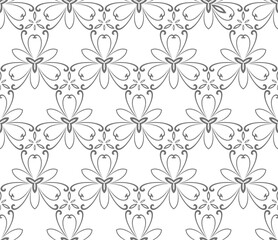 Floral vector silver ornament. Seamless abstract classic background with flowers. Pattern with repeating floral elements. Ornament for wallpaper and packaging
