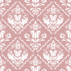 Classic seamless vector purple and white pattern. Damask orient ornament. Classic vintage background. Orient pattern for fabric, wallpapers and packaging