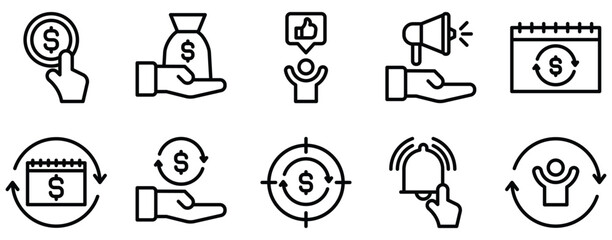 subscription business model line style icon collection