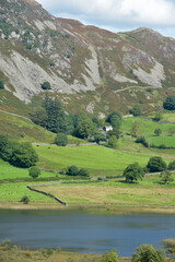 Fototapeta na wymiar The small lake of Langdale Tarn in the valley of Little Langdale in the Lake District