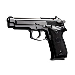 Side view of pistol isolated on a white transparent background