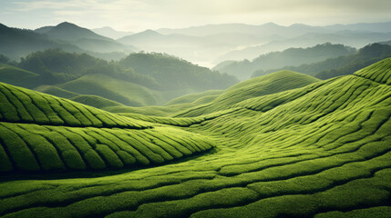 Ecological tea garden, top view texture