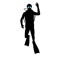 Male scuba diver illustration silhouette