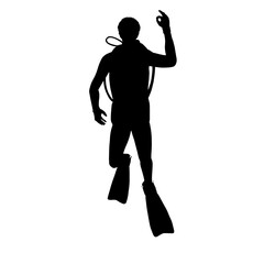 Male scuba diver illustration silhouette