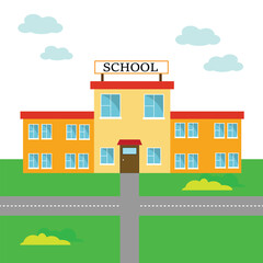 Vector illustration of school building. Welcome back to school.Buildings for city construction. Flat style. Eps 10