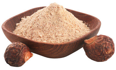 Sapindus mukorossi or Indian with powder