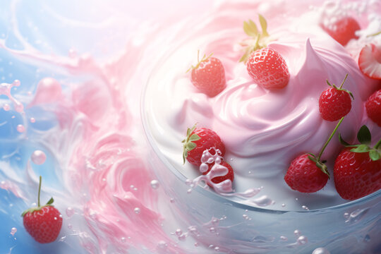 Soft Pink Strawberry Yogurt Background Texture