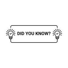 did you know thin line banner with two bulb. flat outline simple trend modern fun fact or quick tips design element isolated on white. concept of helpful message or easy explain or communication