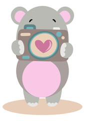 Cute hippo with a camera