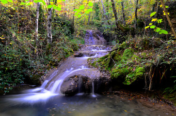 Waterfall in the Inglares River. Berganzo. Basque Country. Spain