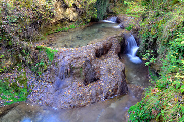 Waterfall in the Inglares River. Berganzo. Basque Country. Spain