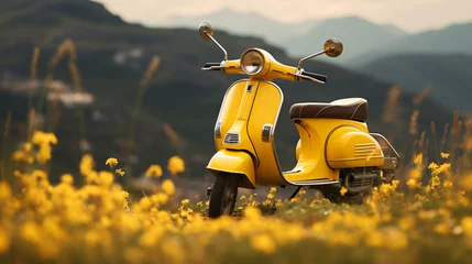 Fotobehang A yellow scooter © Ghazanfar