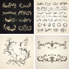 flourish vignette scroll victorian curl nostalgia swirl typographic certificate calligraphic corner ornamental