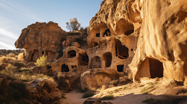 Ruins of a troglodyte cave dwelling house