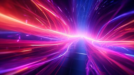 Abstract neon background with glowing rising lines that pulsate with energy.