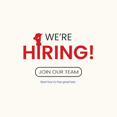Hiring recruitment open vacancy design , We are hiring join to team announcement creative design. 3D Illustration