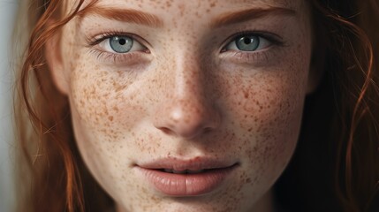 Fototapeta premium An image of a woman with a scattering of freckles.