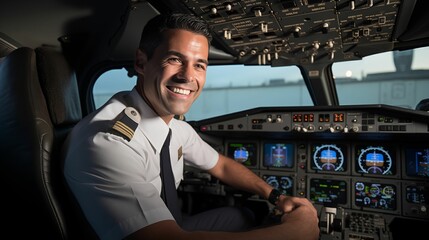 An image of an airplane pilot looking confidently into the camera.