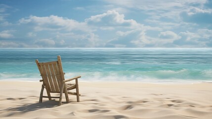Fototapeta na wymiar An image of an empty sun lounger on the sandy shore of a tropical beach.