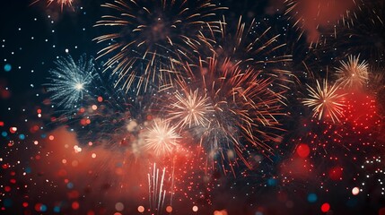 Obraz premium An image of the explosive beauty of fireworks against the night sky.