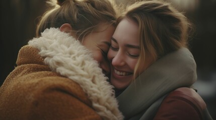 An image of two friends hugging.