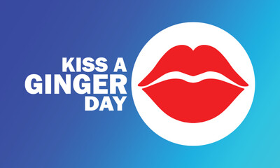 Kiss A Ginger Day Vector illustration. Holiday concept. Template for background,  banner, card, poster with text inscription.