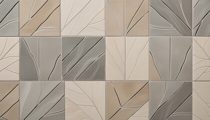 Modern Mosaic: Abstract Gray and Beige Tile Texture