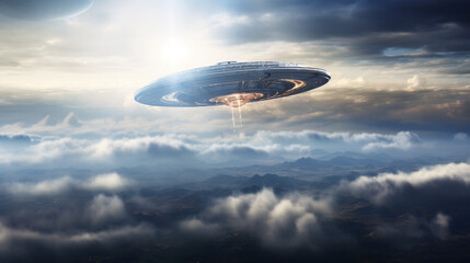 Alien UFO saucer flying