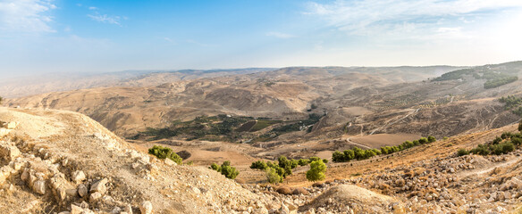 View at the Nature from Mount Nebo hill in Jordan