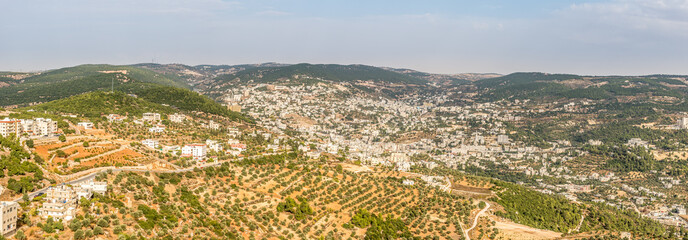 Panoramic view at the Ajloun town in Jordan