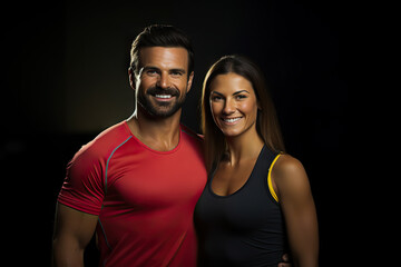 Obraz premium Fitness Instructors Portrait of a Dynamic Duo Inspiring Wellness, Strength, and Active Living. created with Generative AI