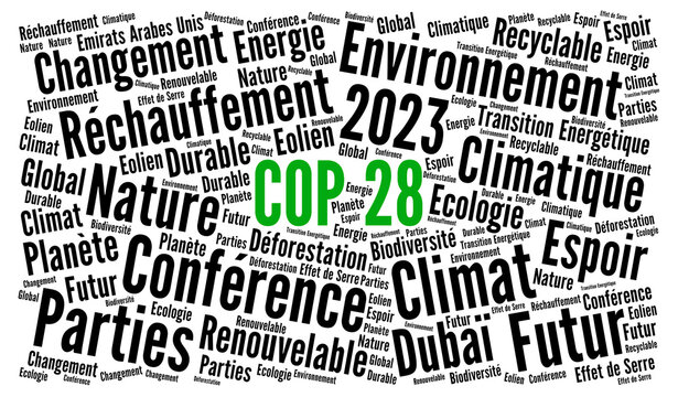 COP 28 en 2023 à Dubaï nuage de mots	