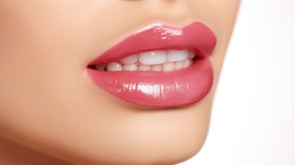 Crimson Close-Up. The Art of Lipstick on Detailed Lips. Generative AI