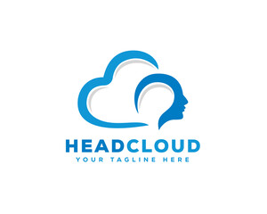 cloud head web data logo icon symbol design template illustration inspiration