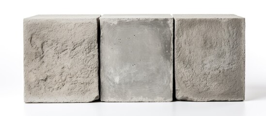 Gray cement cinder block white background