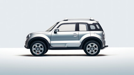 Silver SUV car isolated, car type in modern style,  banner composition.
