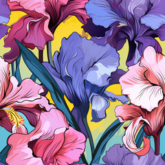 Iris Seamless pattern floral background