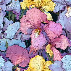 Iris Seamless pattern floral background