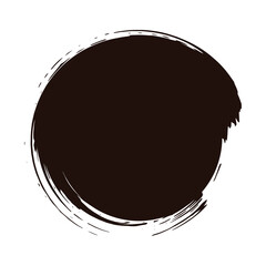 筆で書いた丸のデザイン素材　黒