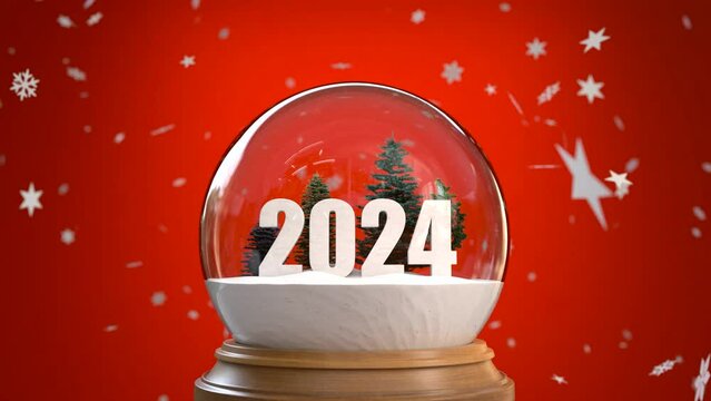 Christmas glass ball with numbers 2024, Happy New Year Background