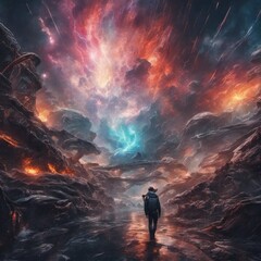 stunning space storm, dramatic, stylized, fantastic, detailed, high resolution