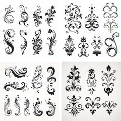 flourish vignette scroll victorian swirl typographic arabesque certificate damask islamic calligraphic corner