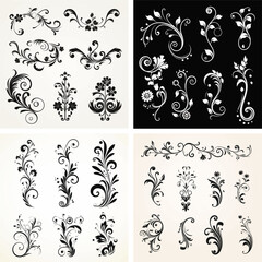 flourish vignette scroll victorian curl swirl certificate calligraphic corner ornamental ornate invitation 