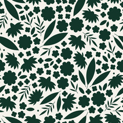 Abstract flowers seamless pattern. Minimalist floral elements background. Vector illustration