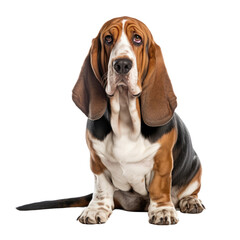 Basset Hound Dog Portrait, Isolated on Transparent Background