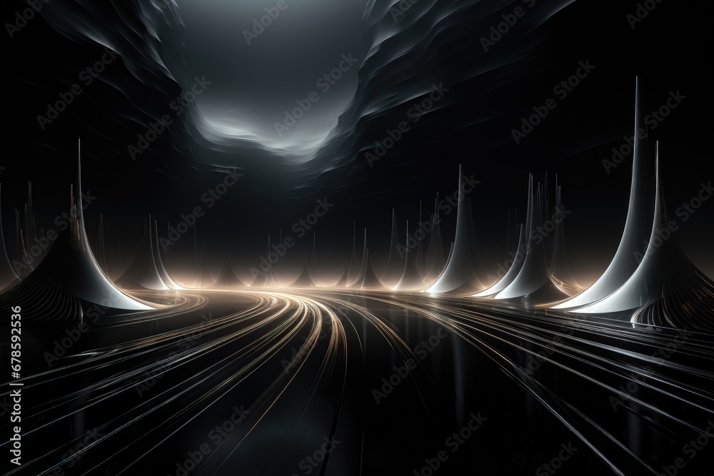 Wall mural an abstract sci-fi wallpaper against a black background, creating a visually dynamic and futuristic 