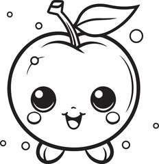 Vector illustration of cartoon cute apple coloring page design