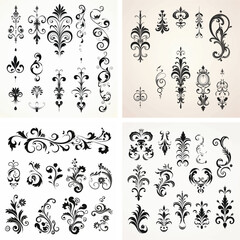 flourish motif vignette scroll victorian curl swirl arabesque damask corner ornamental royal ornate 