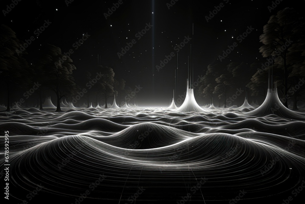 Wall mural an abstract wallpaper against a black background, creating a visually captivating and mysterious com