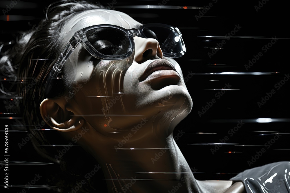 Wall mural an abstract wallpaper against a black background, creating a visually captivating and minimalist com